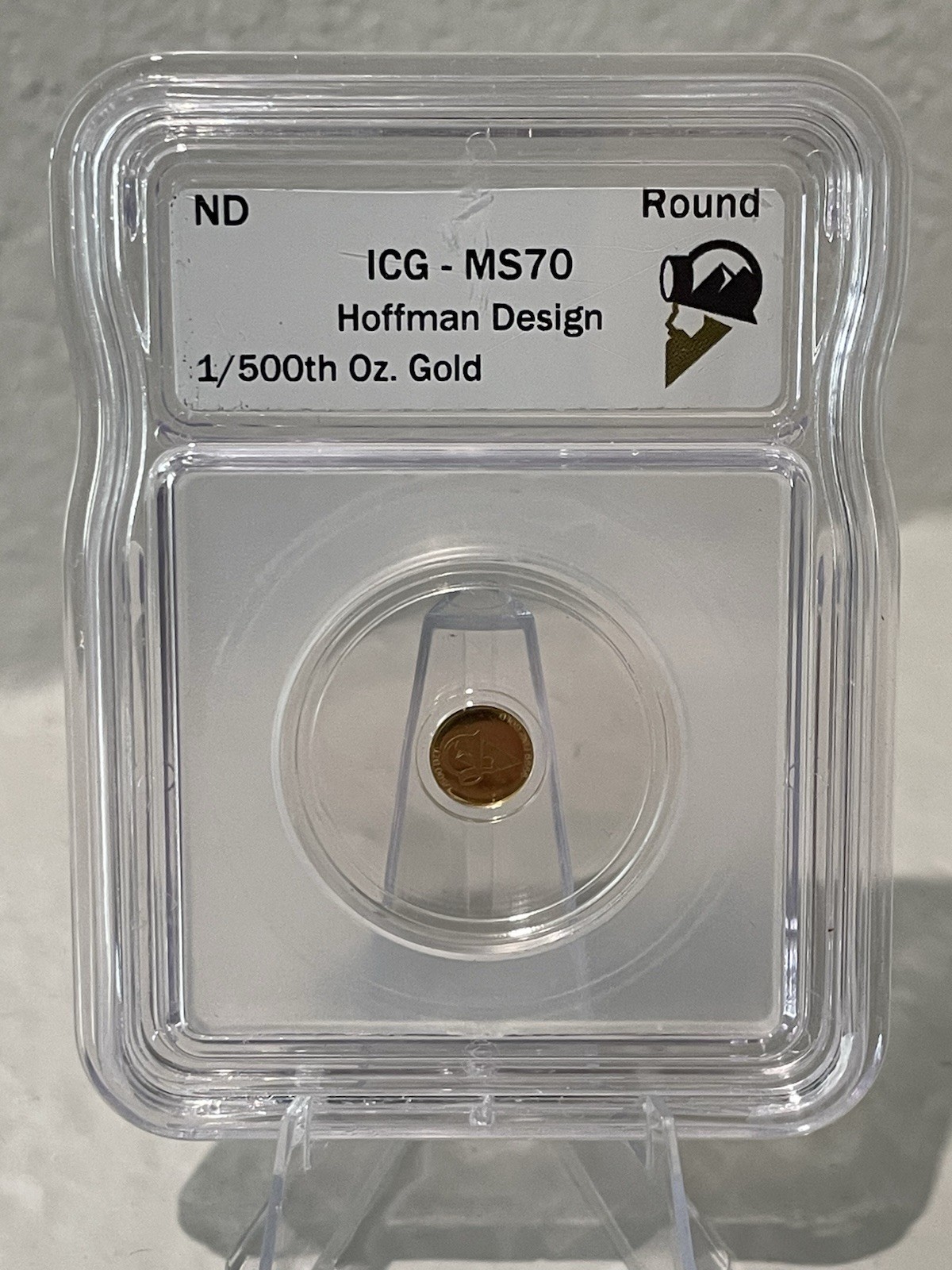 Hoffman Design Gold Round 1/500th oz .999? ICG MS70 1/500th oz Total
