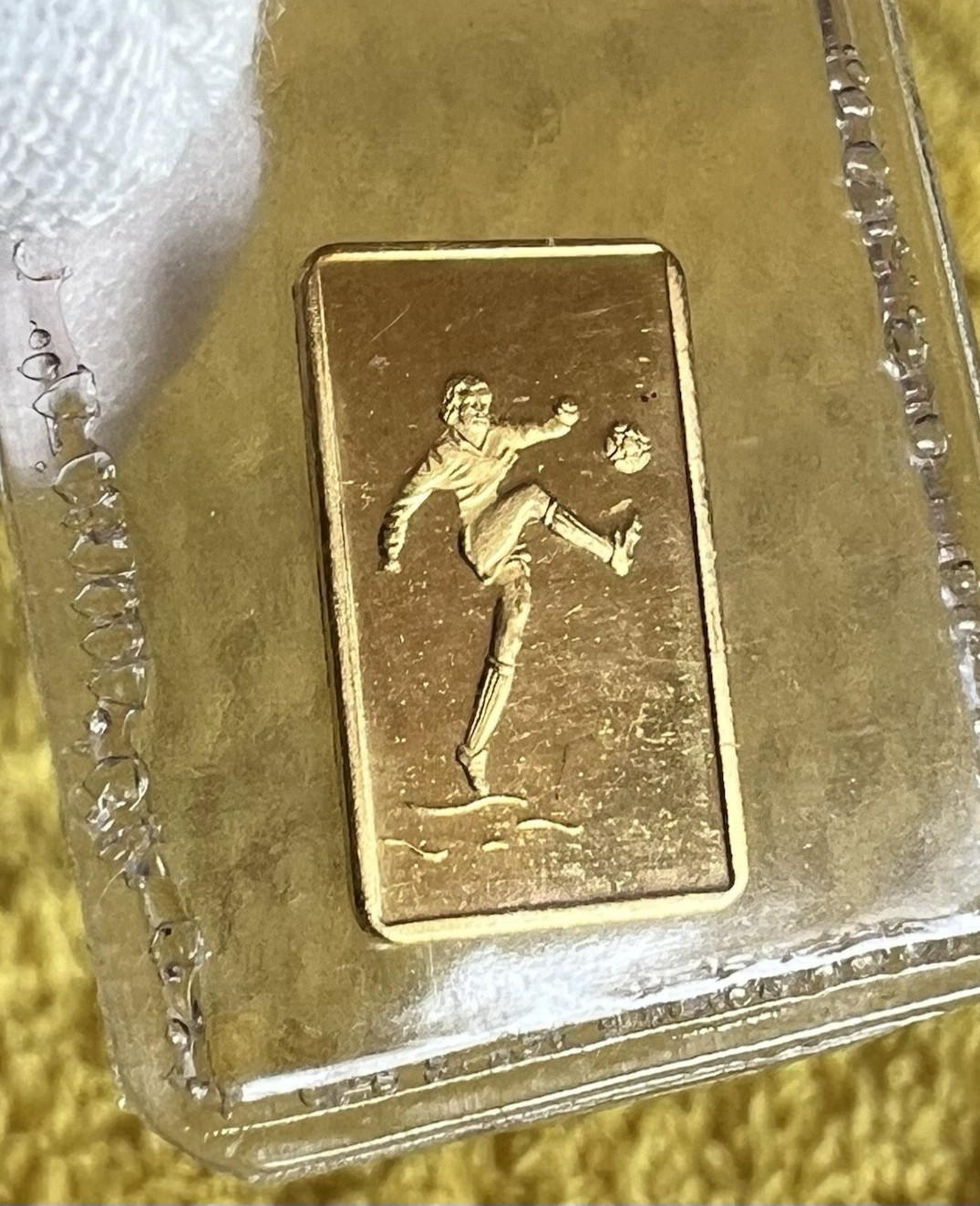 Vintage PAMP Suisse 1 Gram Soccer / Football player 24K Gold Bar – Free Ship!