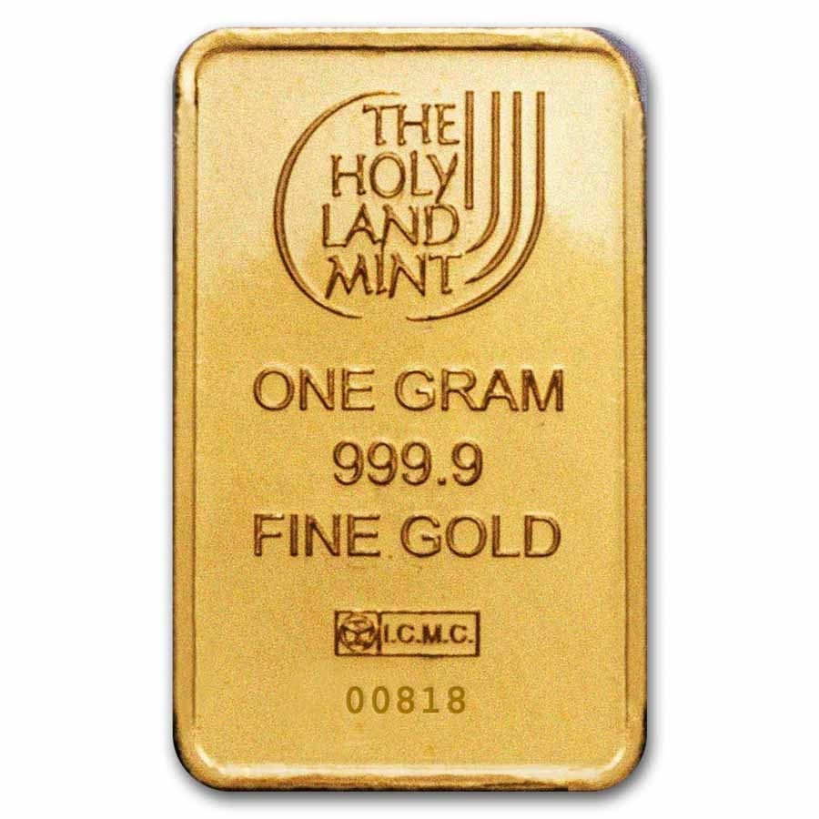 Holy Land Mint Am Israel Chai 1 Gram Gold Bars-In Assay #Below 100 Serial