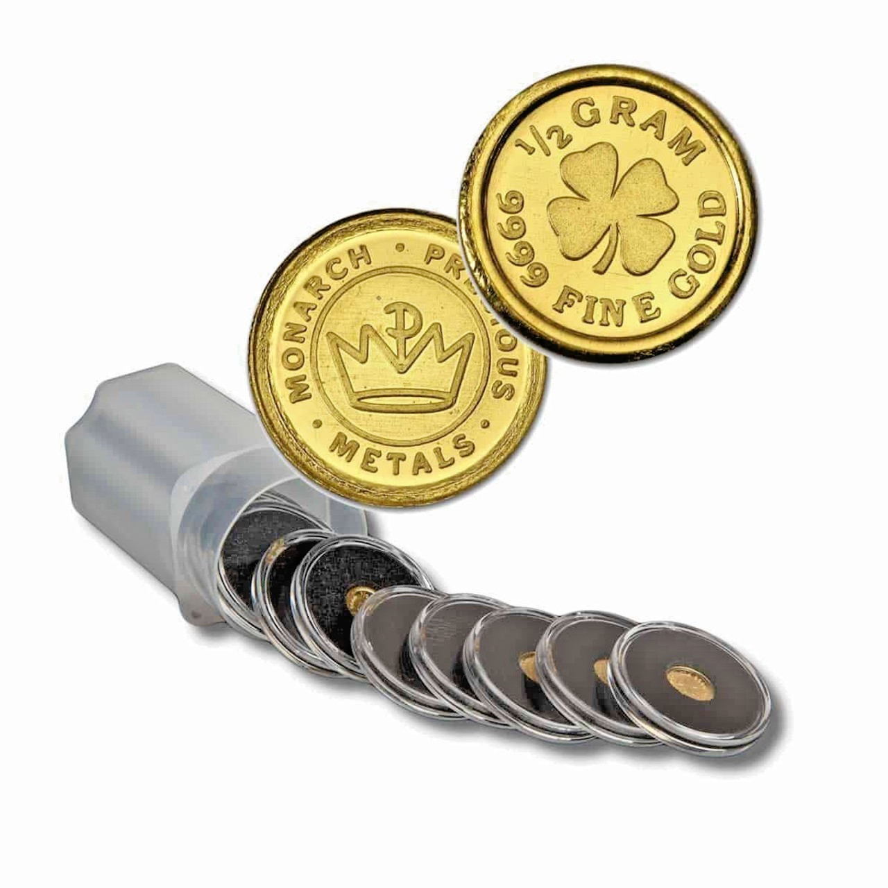 1/2 Gram .9999 Fine Gold Round – Monarch – Four Leaf Clover (Sealed in Capsule)
