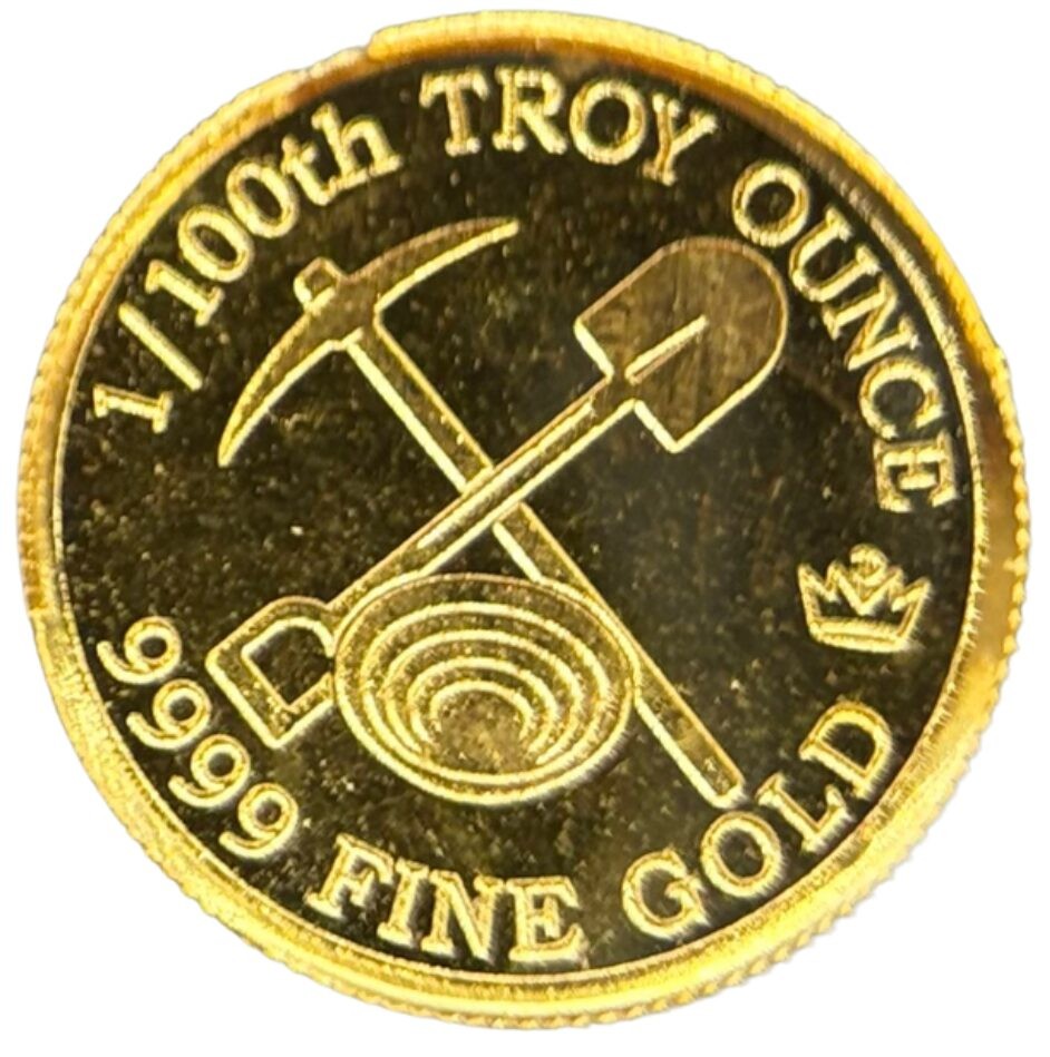 1/100 oz .9999 Fine Gold Round Gold Prospector in capsule
