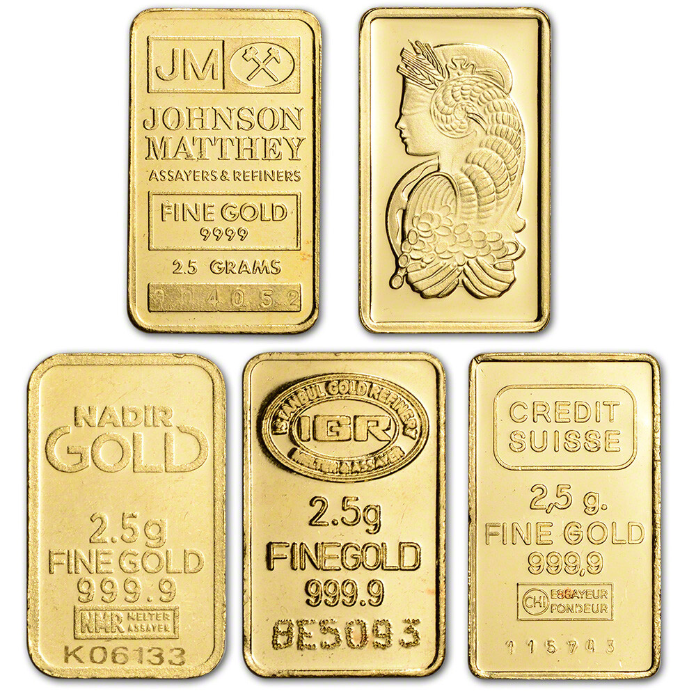 2.5 gram Gold Bar – Random Brand – Secondary Market – 999.9 Fine