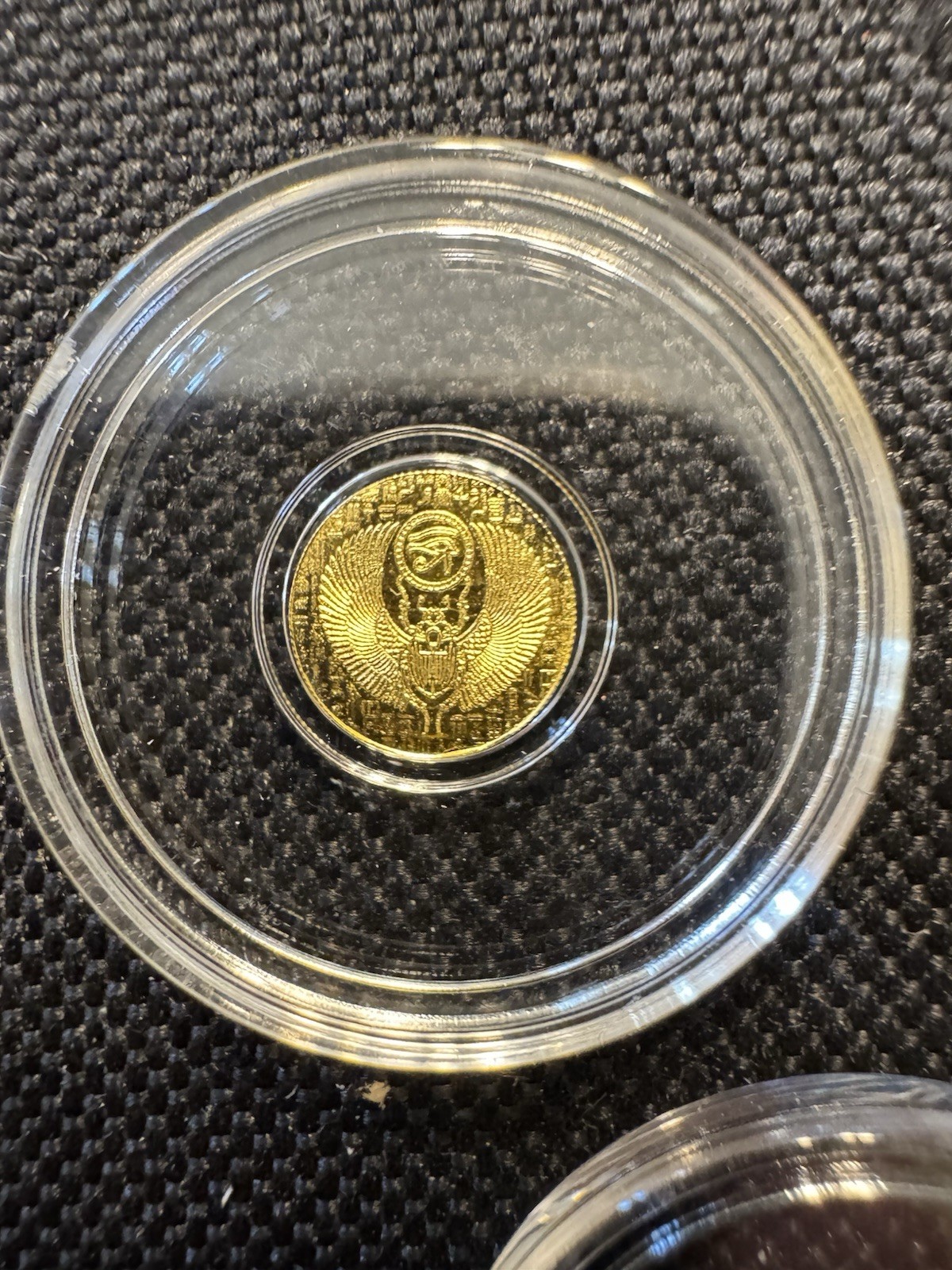 Lot of 3 • 1/200 oz .9999 Fine Gold Rounds •Eye of Horus & Ankh •Egypt Design BU