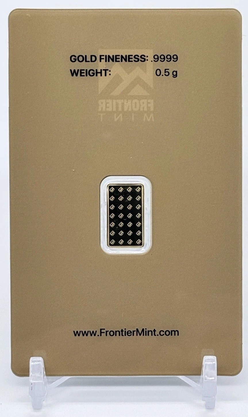 Frontier Mint 0.5g Gold Bar .9999 Fine Pure Gold Sealed In Assay Card 1/2 Gram