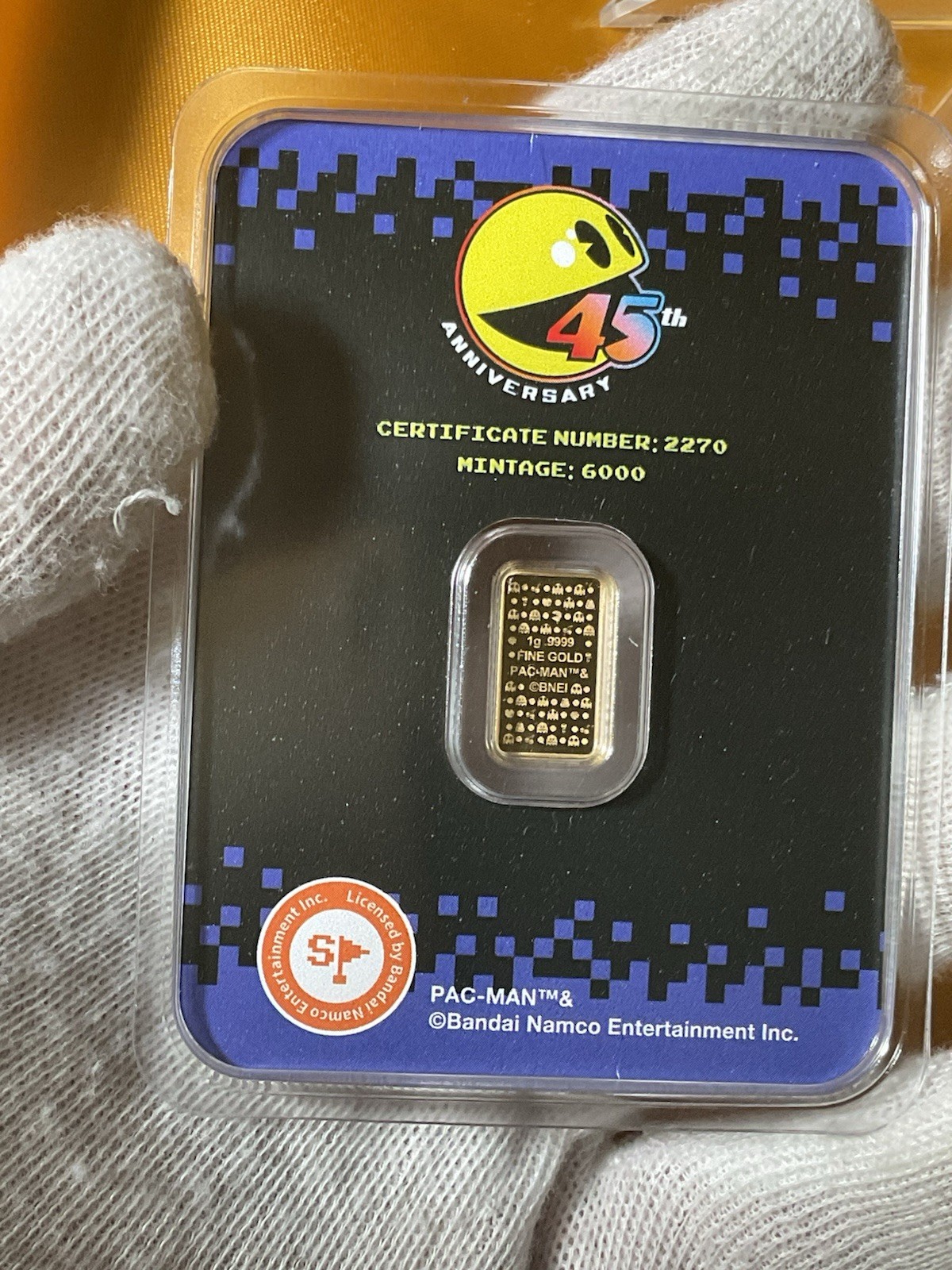 2025 PACMAN 45th ANNIVERSARY 1gr .9999 GOLD BAR IN TEP #2270 limited mintage