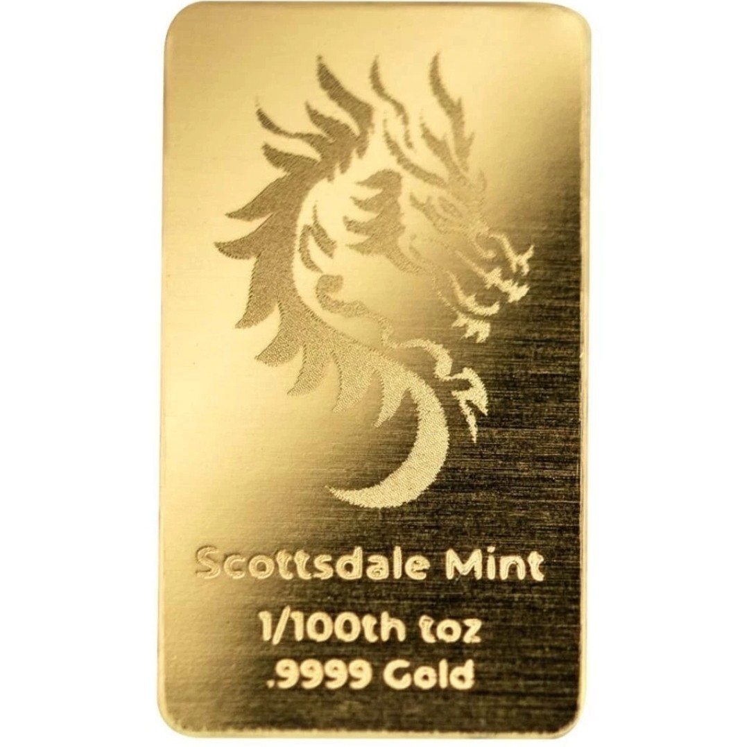 1/100 oz .9999 Gold Bar – 2024 Year of the Dragon Gold Bullion Bar #A556