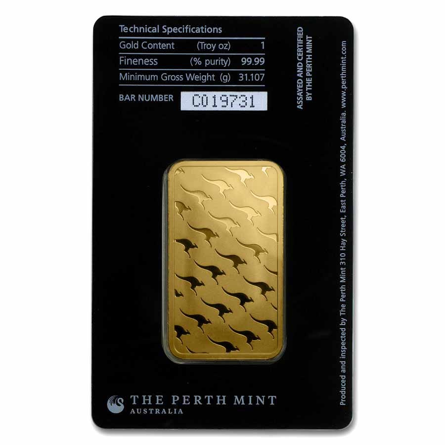1 oz Gold Bar – Perth Mint .9999 Fine Gold (In Assay)