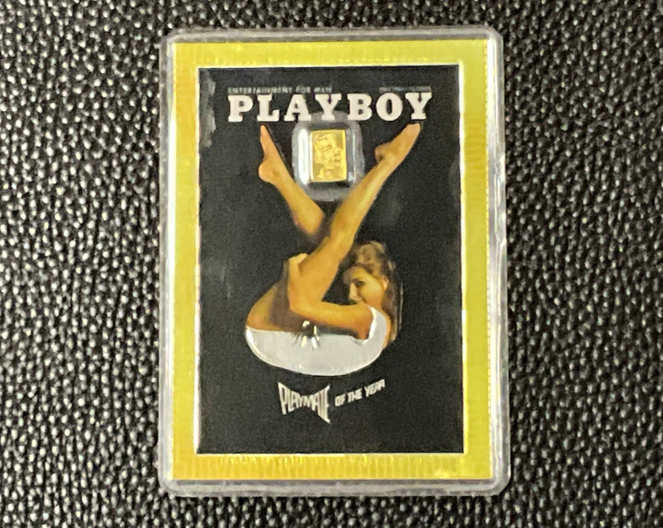 1 gram Gold CombiBar™ Valcambi Suisse .9999 Fine Gold Bar On Playboy Cover Card
