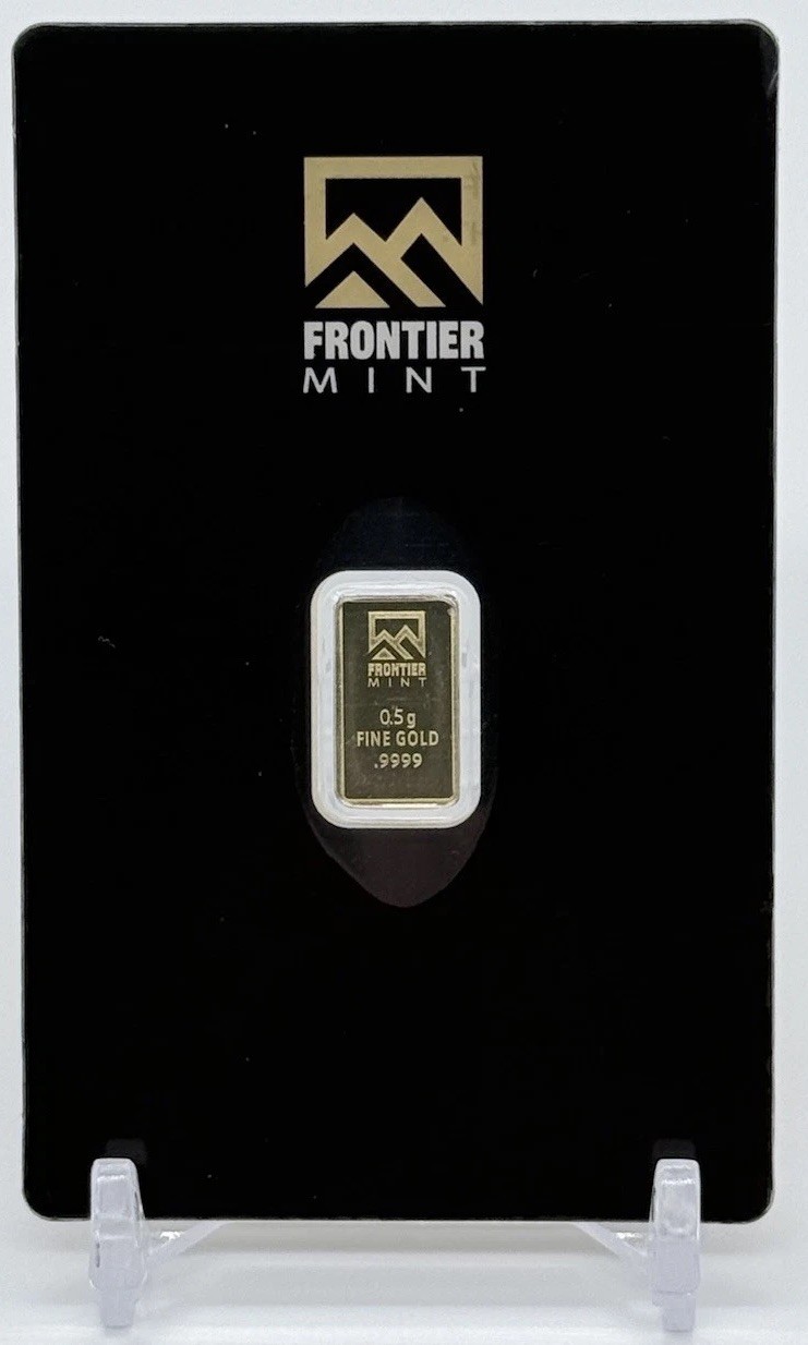 Frontier Mint 0.5g Gold Bar .9999 Fine Pure Gold Sealed In Assay Card 1/2 Gram