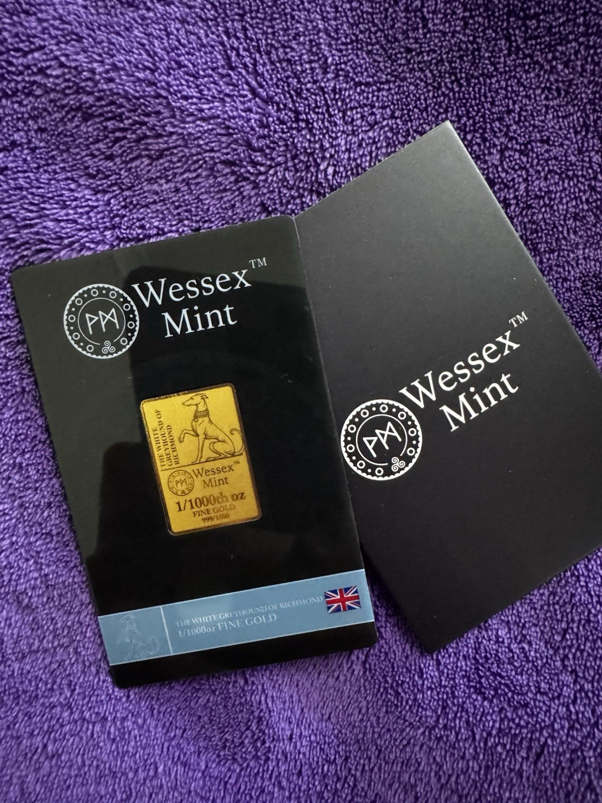 Wessex Mint THEWHITE GREYHOUND OF RICHMOND 1/1000oz FINE GOLD Bar Mintage 49,999