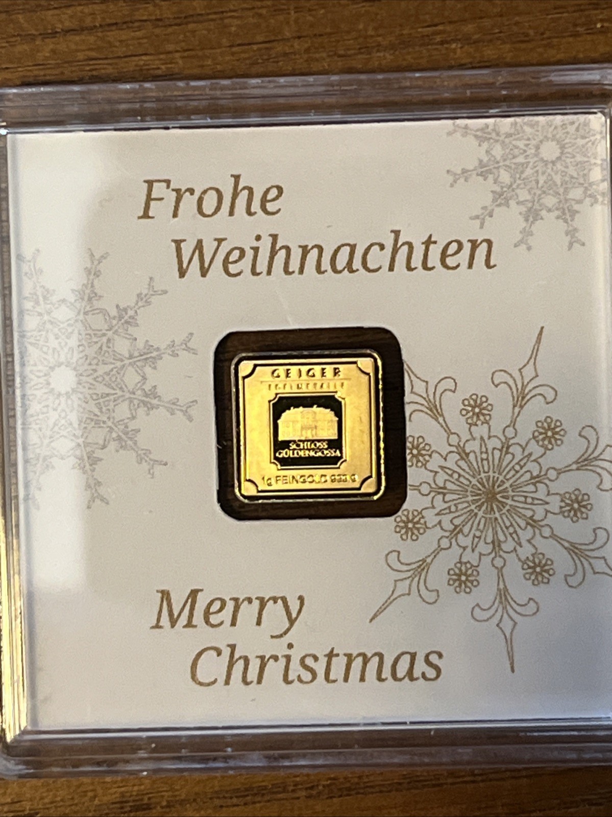 Geiger Edelmetalle 1 Gram 9999 Fine Gold Bar In Assay- Merry Christmas