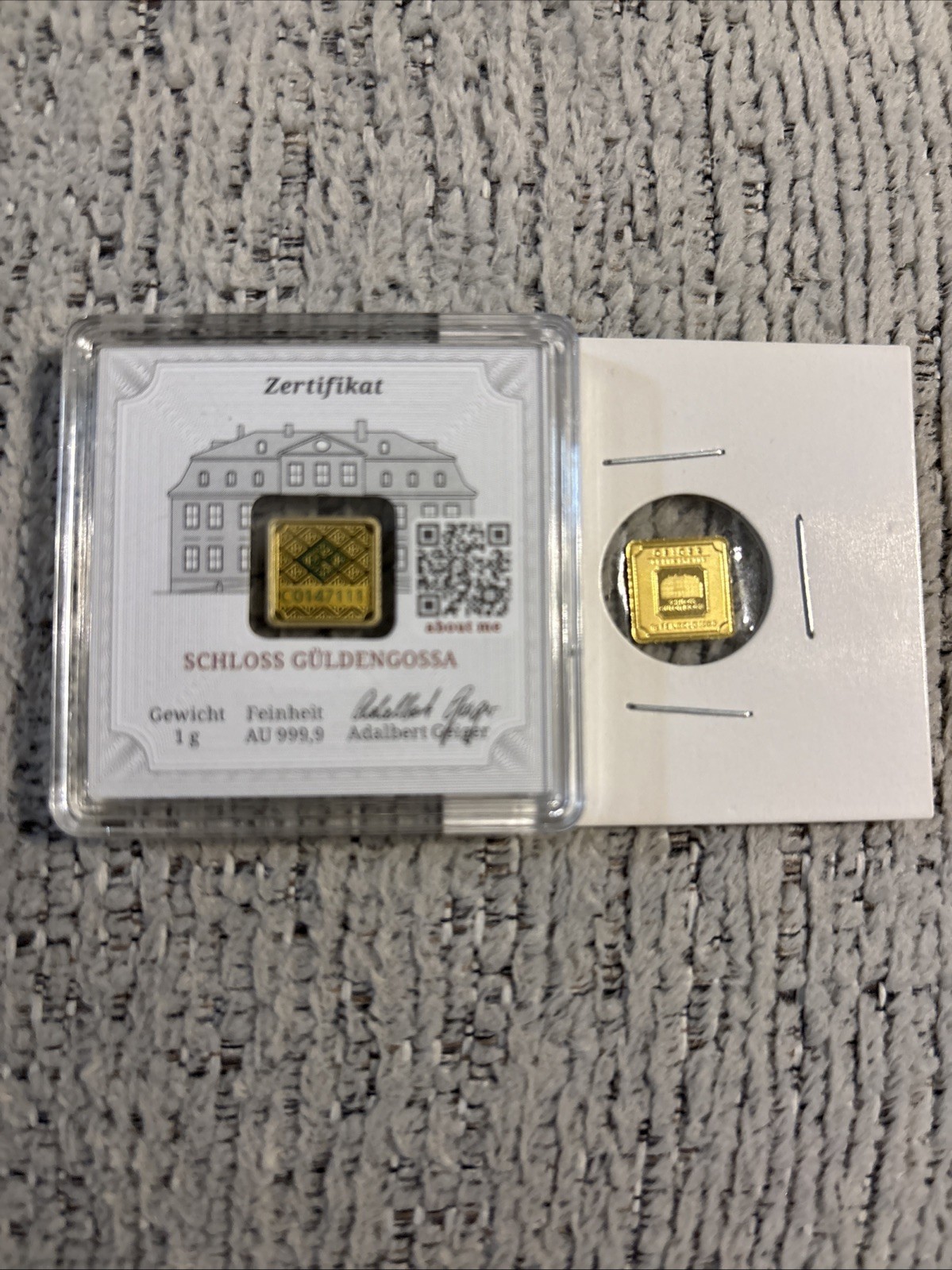 1 Gram Gold Gieger In Assay .9999 Plus 1 Gram Gold Gieger. Both!