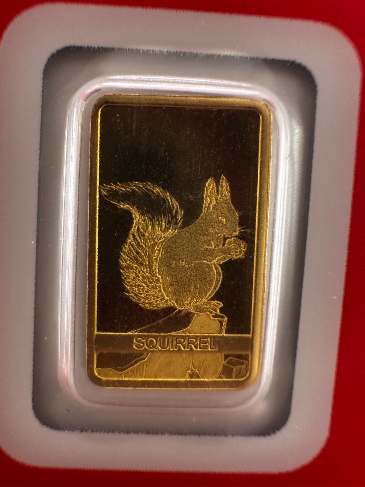 PAMP Suisse Squirrel 1g Gold Bar .999 Red Series Switzerland Goldbarren