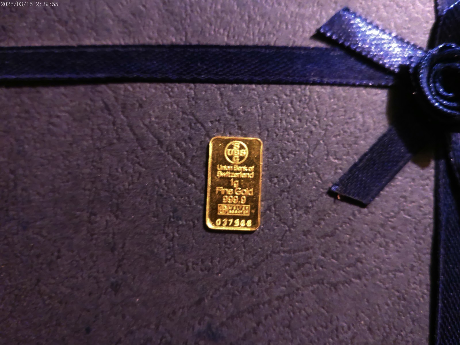HALO GRAM 1 GRAM BAR UNION BANK SWITZERLAND 999.9 PURE GOLD #037988 PRE OWNED