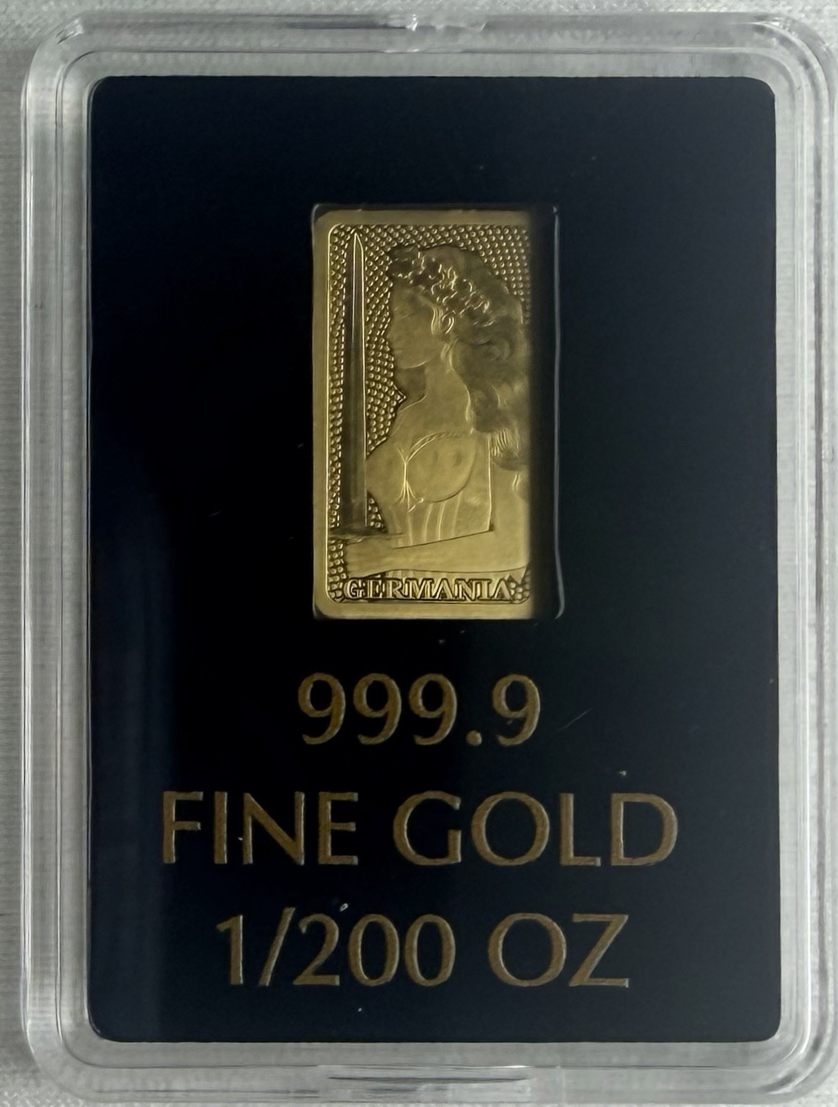 Germania Mint 1/200 oz .9999 Gold Stamped Bar in Capsule
