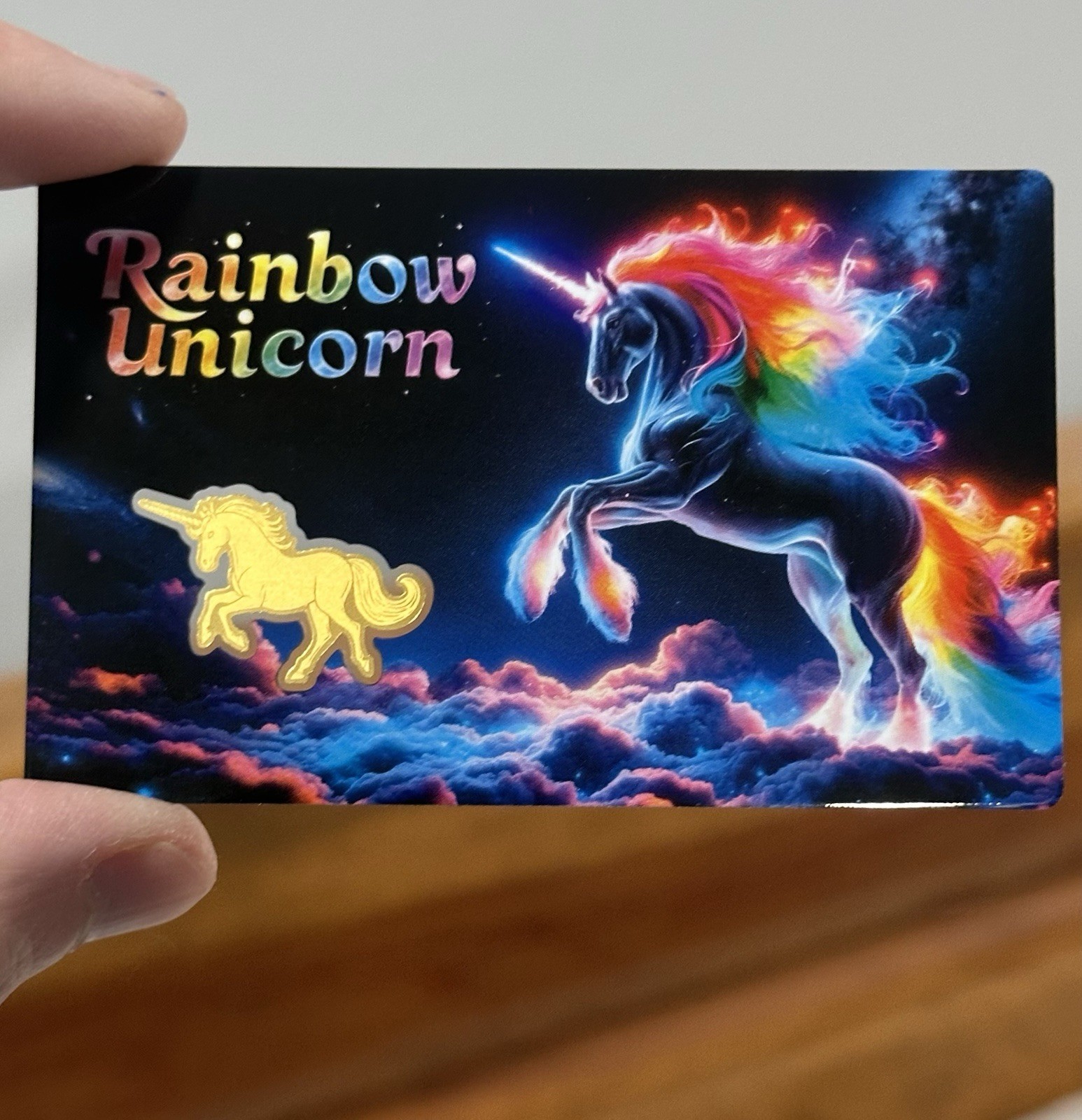 Rogues Island Mint Rainbow Unicorn Shaped 1/1000 oz Gold Card Mintage 5,000