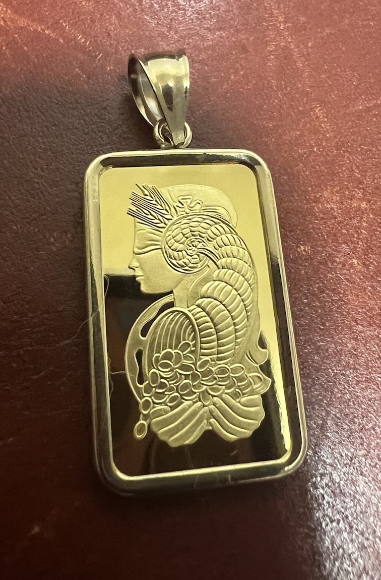 10 G. 999.9 GOLD PAMP LADY FORTUNA VERISCAN™ BAR & FREE WITH PURCHASE 14K BEZEL!