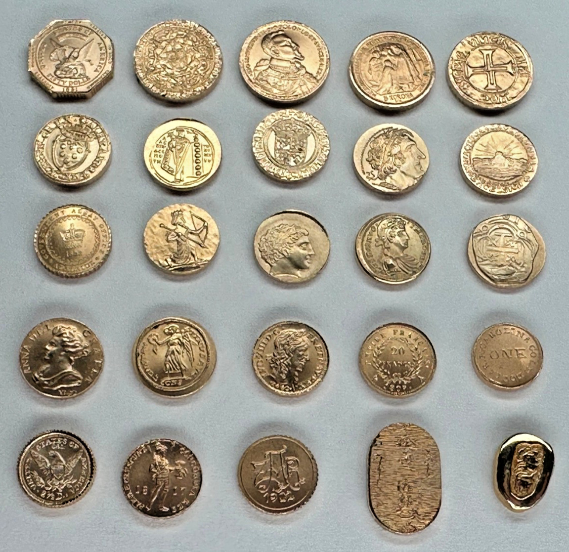 Set 50 Diff Solid 14K Gold World Mini Coins Franklin Mint 1981 25 + Grams RARE