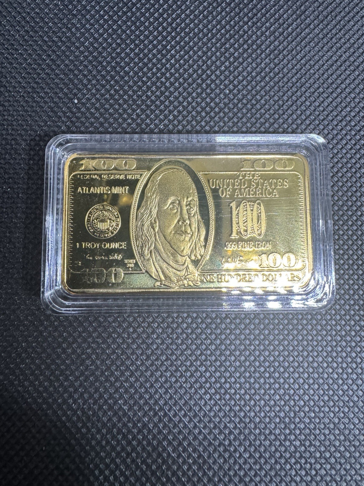 USA 100 Dollar Bullion 24k Gold Bar American Metal Coin Golden Bars USD With Cap