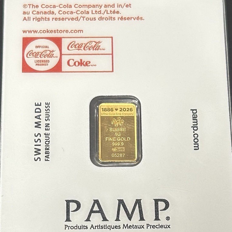 1 Gram Gold Bar PAMP Coca-Cola Valentine’s Love Bar .9999 Fine In Assay