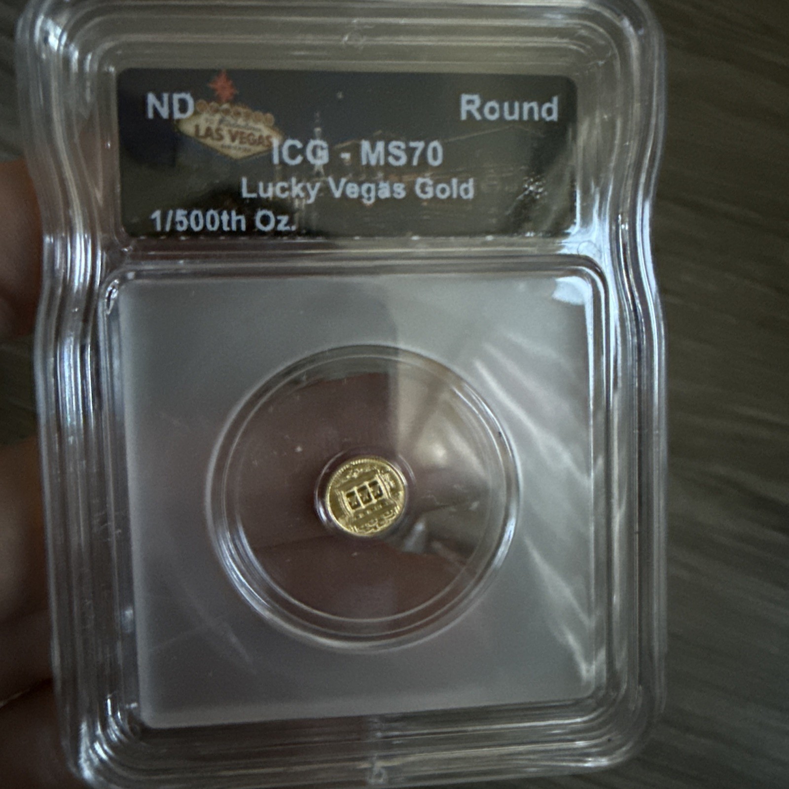 ICG Graded ND MS70 Round 1/500th Oz Lucky Vegas Gold Royal Flush Cards