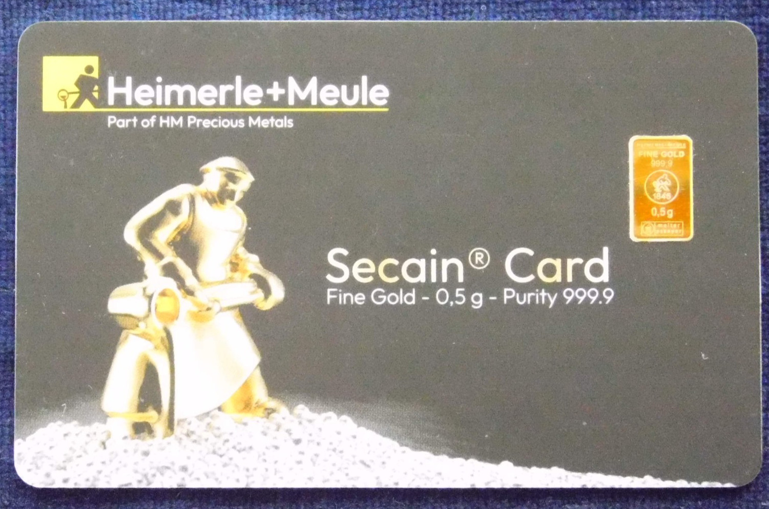 Gold Bar 0.5 Gram HEIMERLE + MEULE 999.9 1/2g Gold Secain Card LBMA Certified