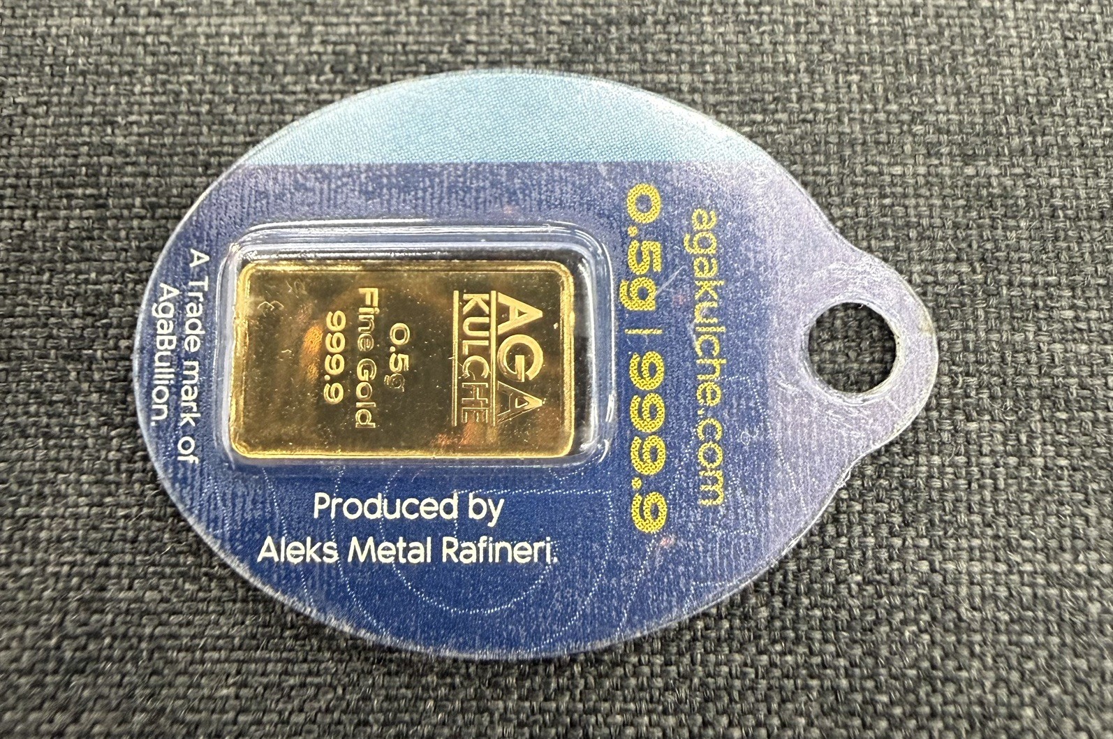 AgaBullion .9999 Fine Gold Bar Half Gram – Keychain In Assay Card Premium