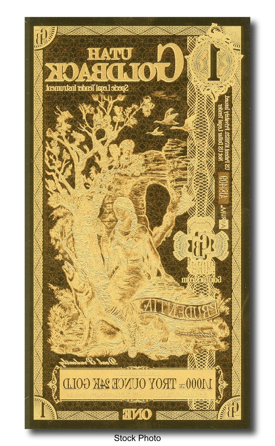 2023 Aurum 1 GB Utah 1/1000 oz 24K Gold Foil Note Limited Edition One Goldback