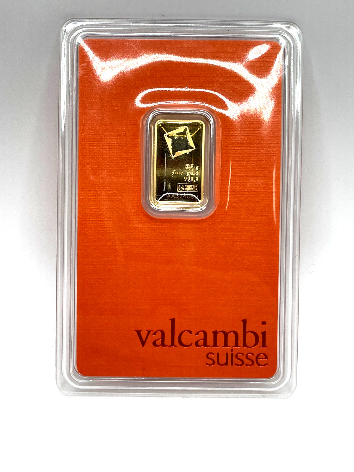 2.5 gram Gold Bar – Valcambi Suisse – 999.9 Fine in Sealed Assay