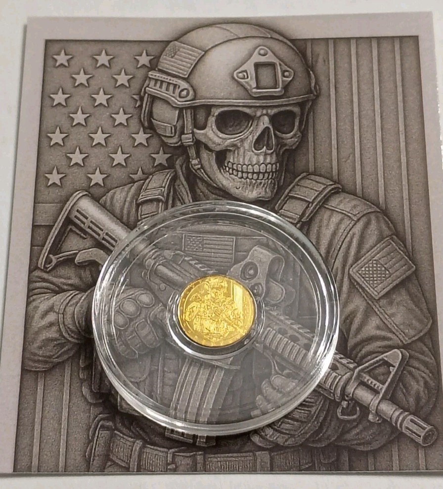 1/200th oz Gold Round, Tactical Skeleton, Monarch Precious Metals