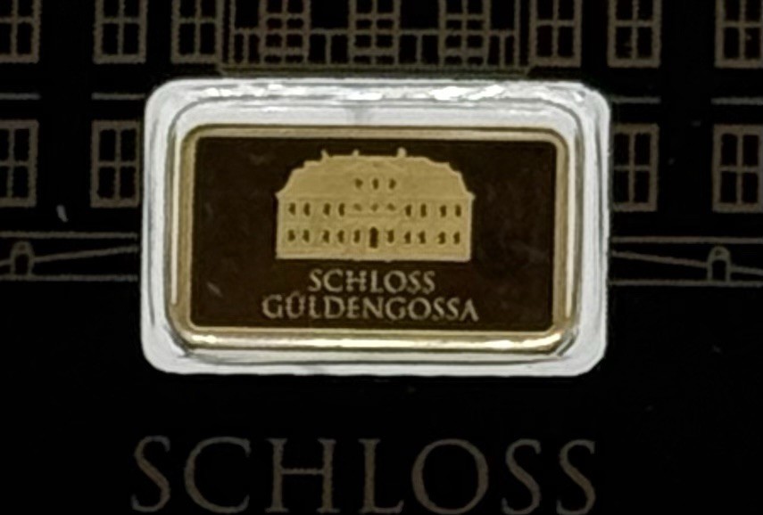 Geiger Gold Bar .5 Gram Schloss Guldengossa Vintage Edition Card .999 Fine