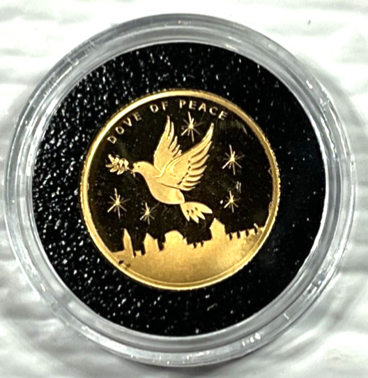 2022 Holy Land Mint Dove of Peace 1/25 oz Gold Round In Mint Capsule
