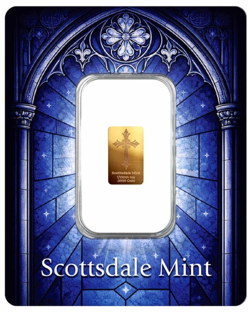 2026 Scottsdale Mint Easter Cross 1/100th Gold Bar in Certilock assay