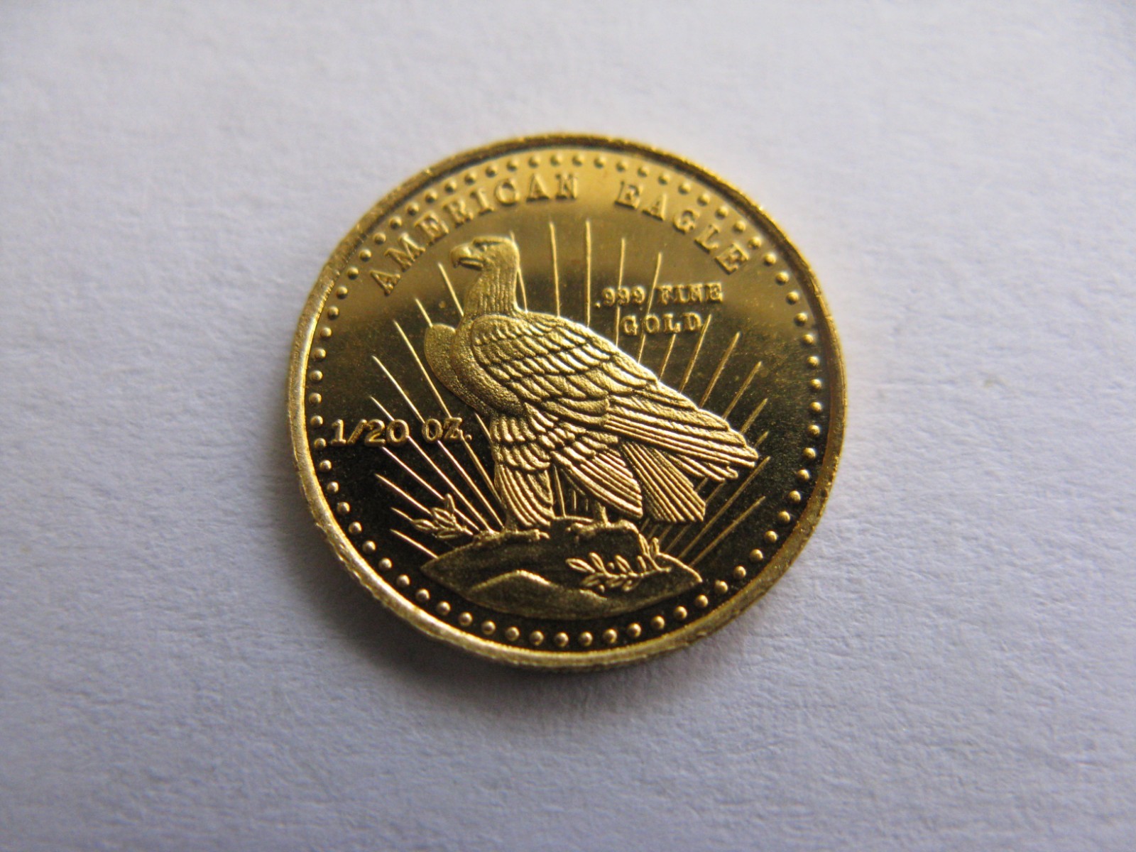 Very Rare 1980 1/20th World Wide Mint American Eagle 999 Gold Coin – Damaged