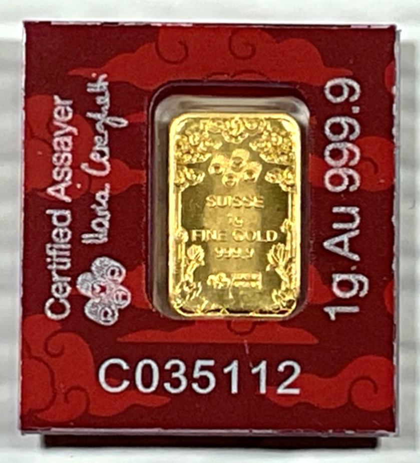 PAMP Suisse Good Luck Dragon 1 Gram .9999 Gold Bar Multigram Year Of The Dragon