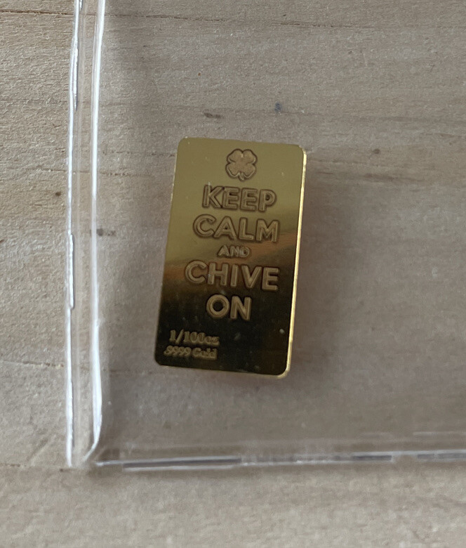 The CHIVE Shamrock Gold Bar 1/100th Oz Gold Bar SOLD OUT Rare