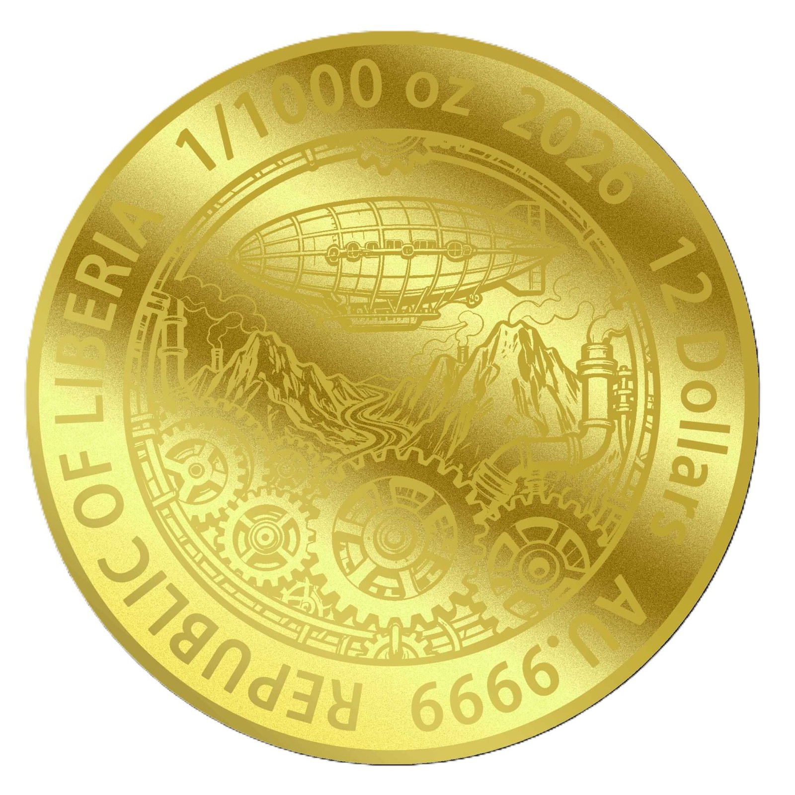 2026 Liberia Steampunk Origin 1/1000 oz Pure Gold BU Coin in Card