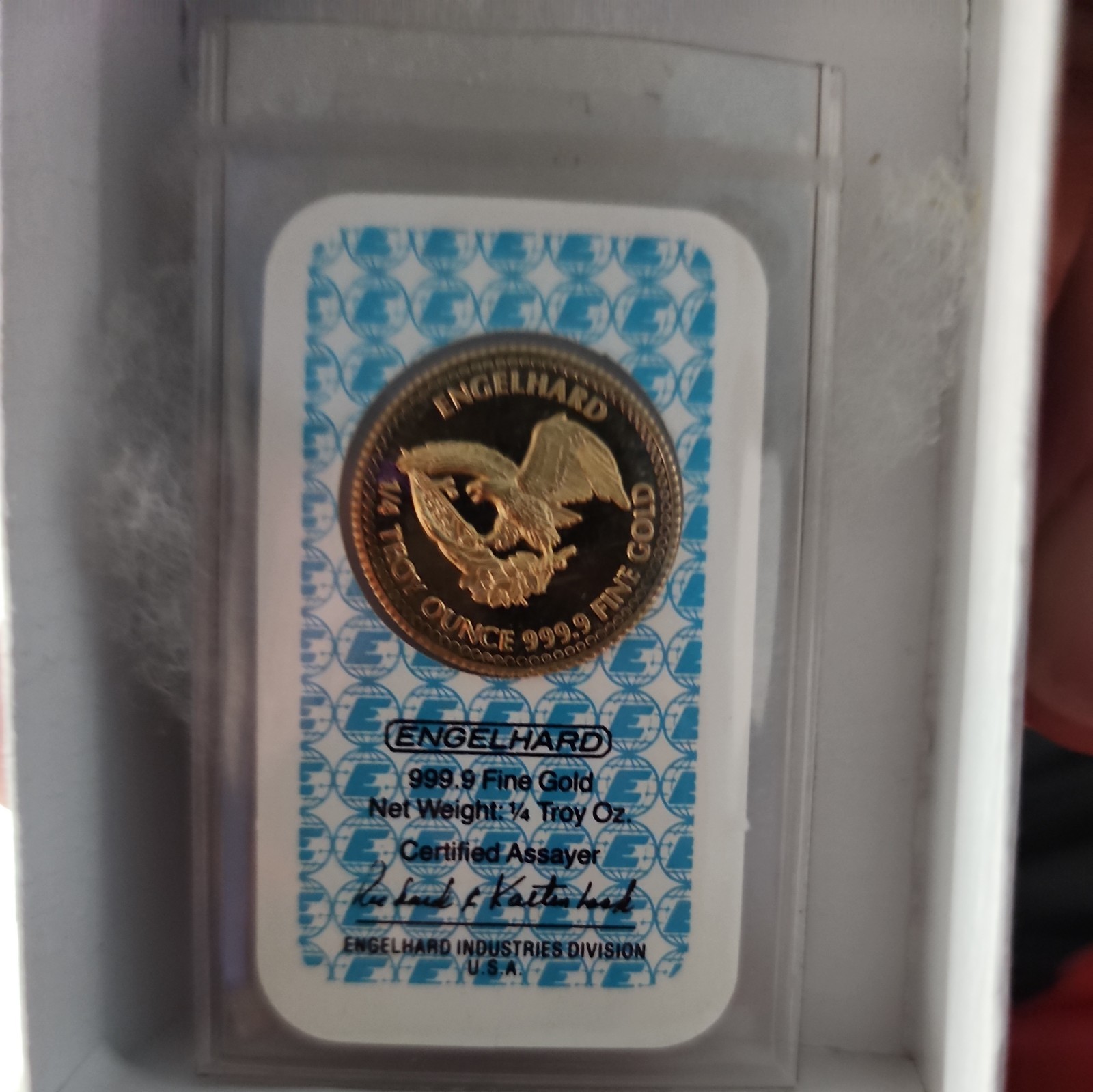 1985 American Gold Prospector 1/4 TOz 24K Engelhard 9999 Certified Low Mint