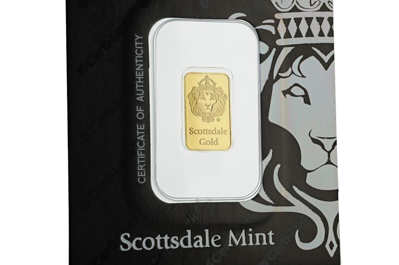 2 gram Scottsdale Mint .9999 Gold Bar – Sealed in Certi-Lock COA #A378