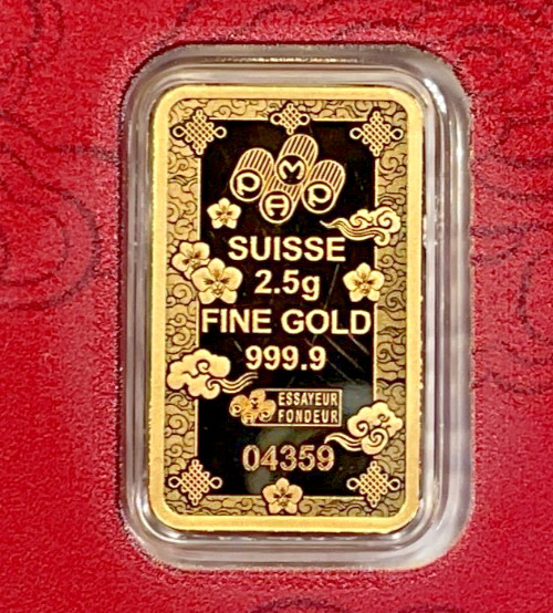Pamp Suisse Lucky Cat 2.5 Gram .9999 Gold Bar – w/ Assay & Sleeve #4359/18888