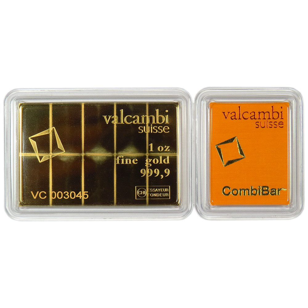 1 Troy oz Valcambi Suisse .9999 Fine Gold CombiBar 10 x 1/10 oz