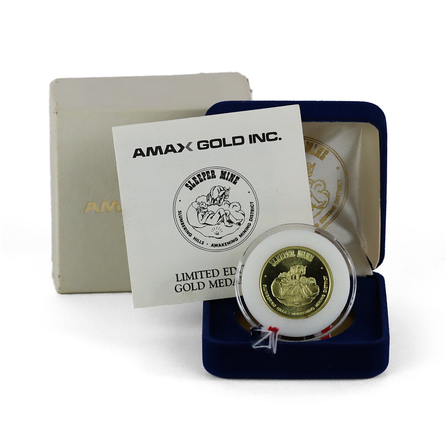 1987 Amax Gold Inc Limited Edition Sleeper Mine 1/2 oz .750 Gold Medallion