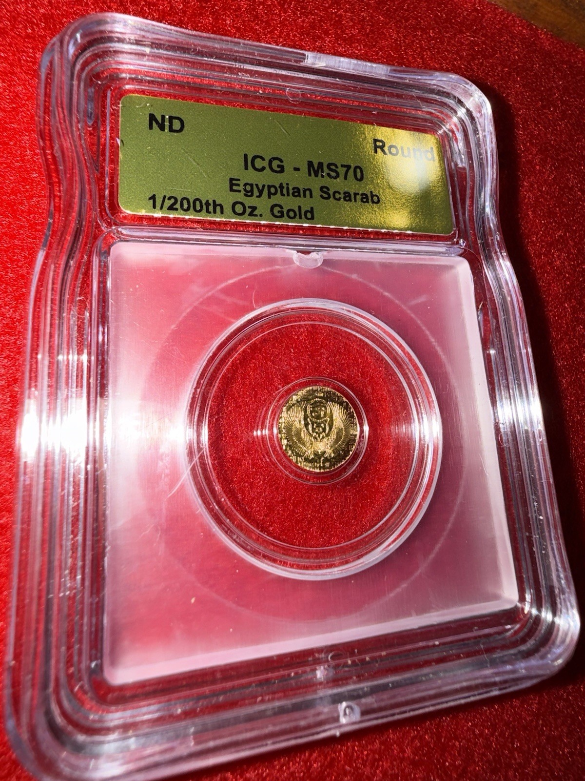 Egyptian Scarab 1/200th Oz Gold Round