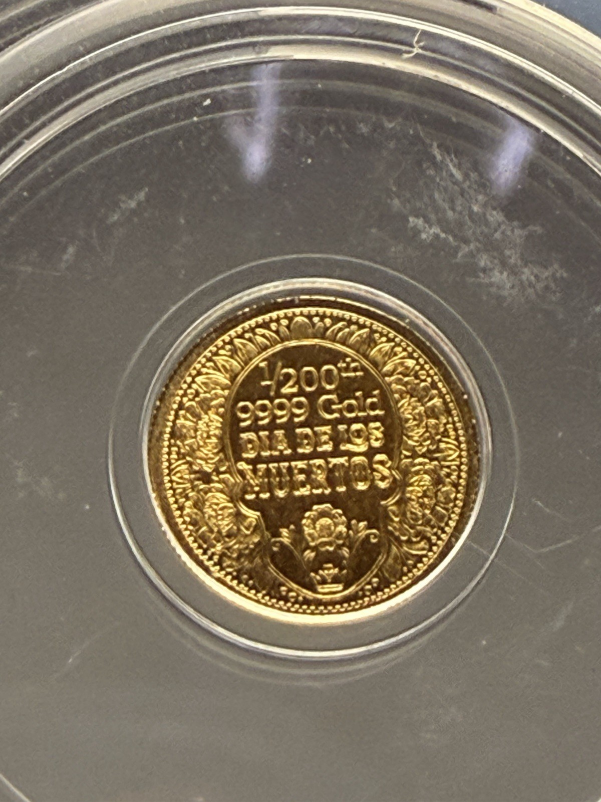 PCGS MS69 Day of the Dead Rose Skull 1/200 oz .9999 Gold Round No Date