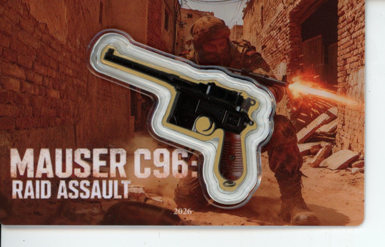 2026 Mauser C96 Raid Assault 1/1000 Oz Gold Foil Note Liberia #2056/9999