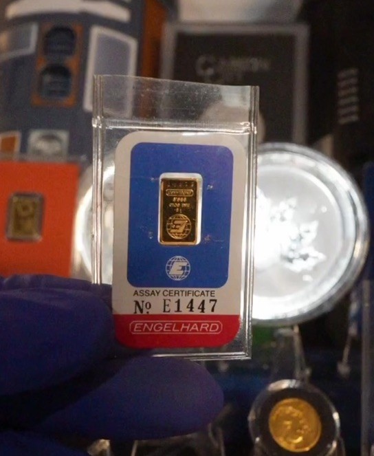 1 gram Gold Bar – Engelhard (In Assay)- Vintage ASSAY- “E” Series Rare