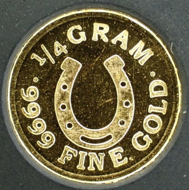 1/4 Gram .9999 PURE FINE GOLD Round In Capsule – Monarch Metals Lucky Horseshoe
