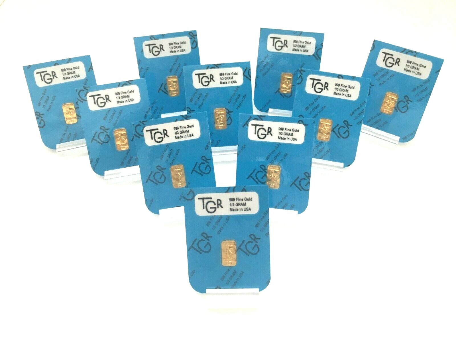 GOLD 24K PURE BULLION 10 BARS of one third GRAM 999 FINE INGOT LOT SAVE SAVE !!