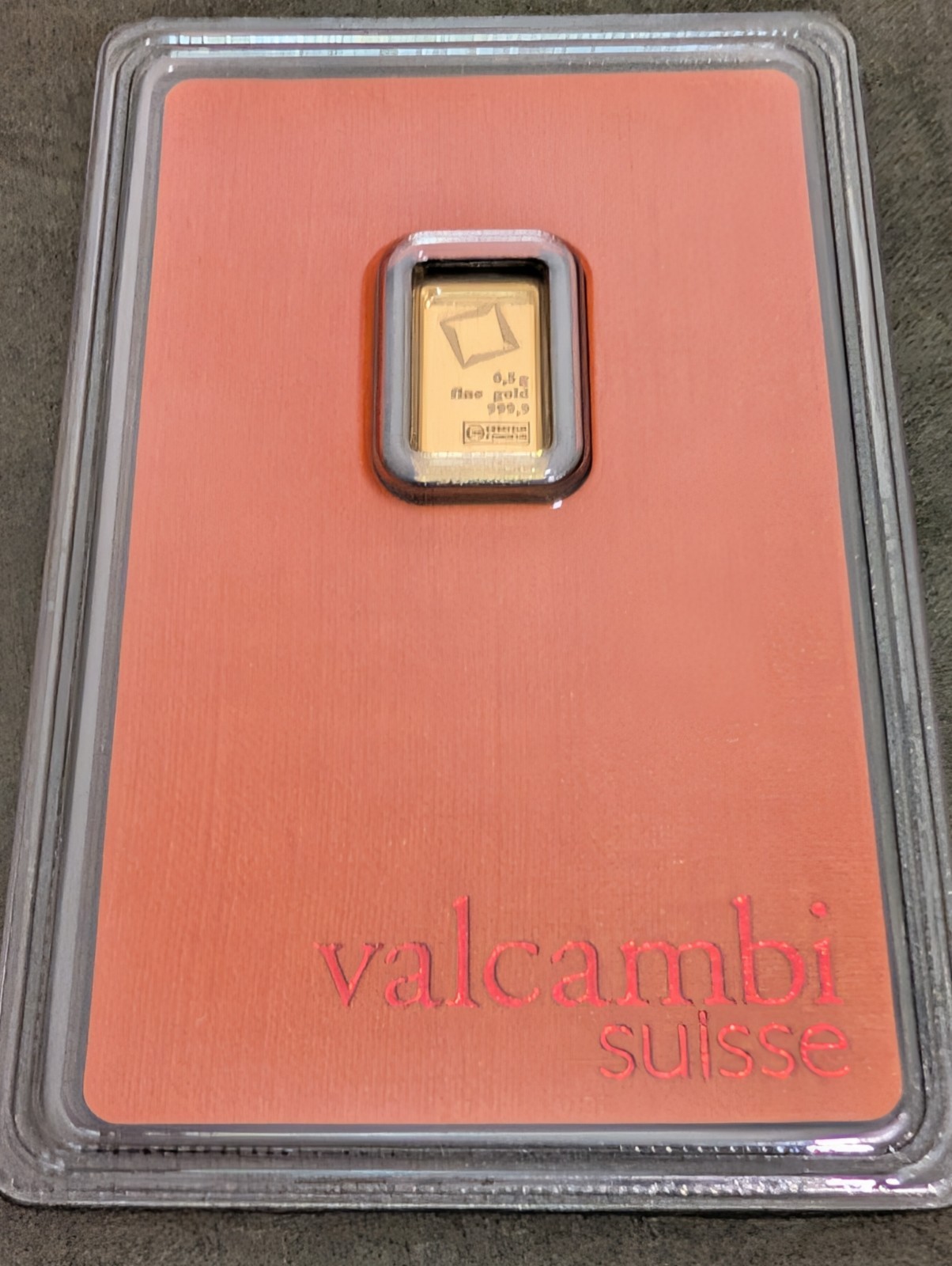 0.5 Gram Gold Bar – Valcambi Suisse – 999.9 Fine Pure Gold in Sealed Assay Card