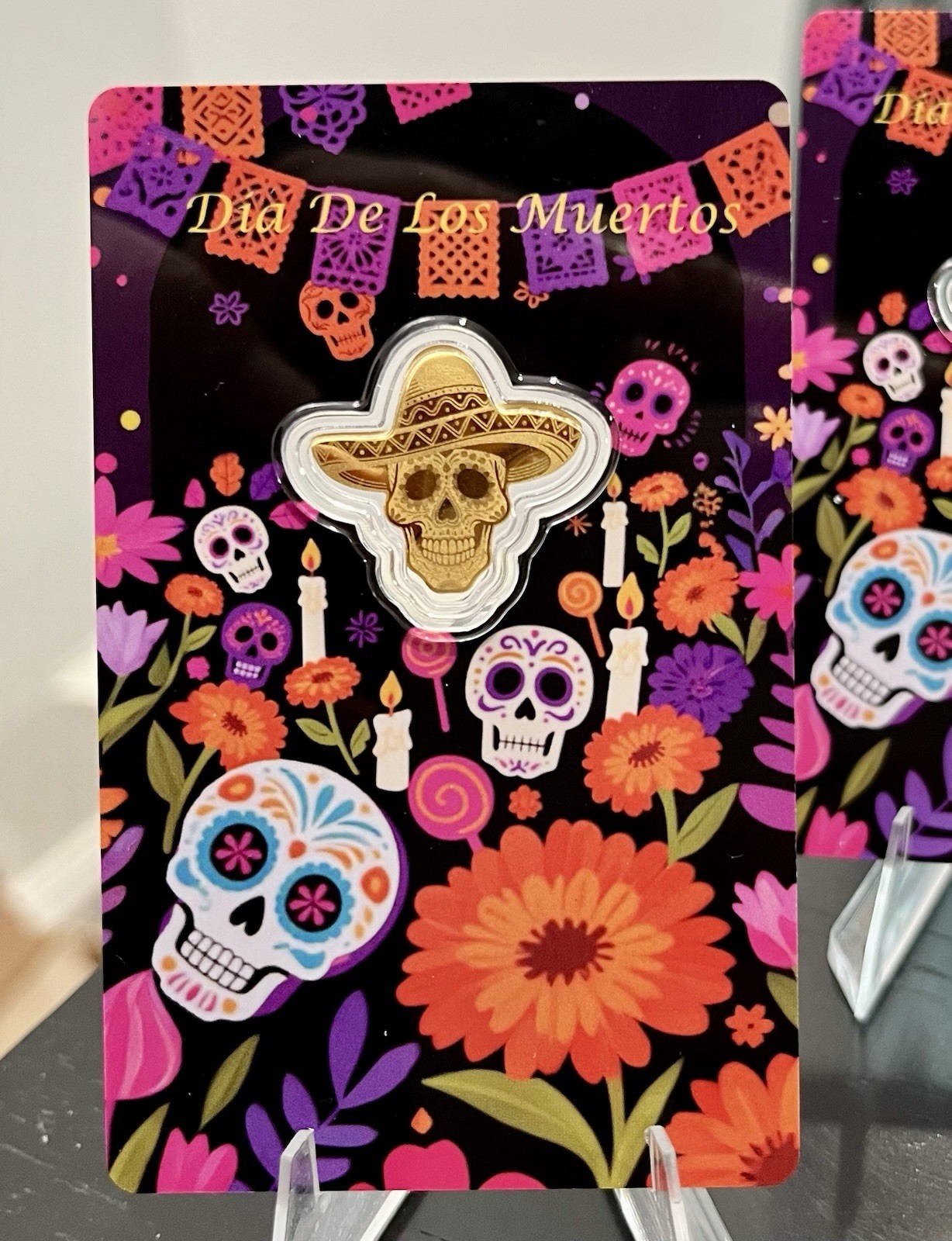 Lot (3) DIA DE LOS MUERTOS 1/1000 Gold In Assay Card W/ COA CONSECUTIVE NUMBERS!